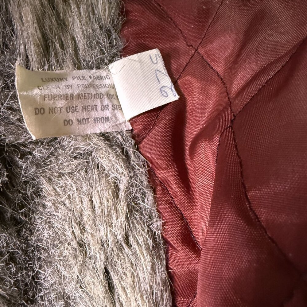 Vintage Womens Beige Wool Coat With Fur Collar And Lining Button Front Size L - Picture 7 of 10